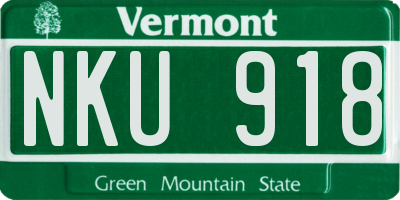 VT license plate NKU918