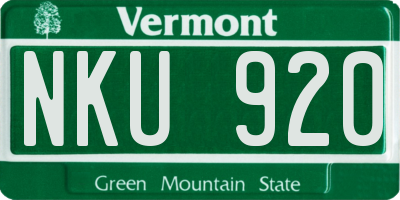 VT license plate NKU920