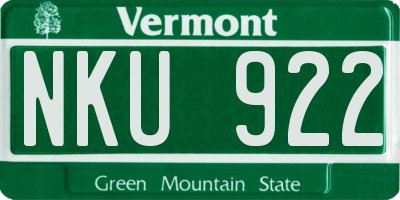VT license plate NKU922