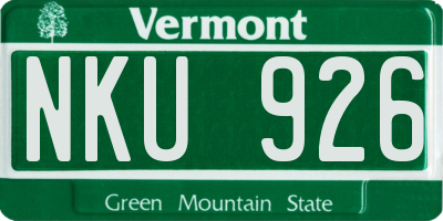 VT license plate NKU926