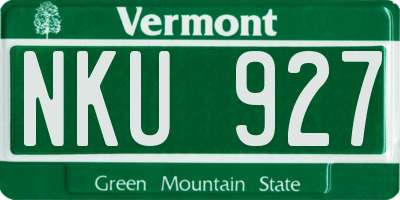 VT license plate NKU927