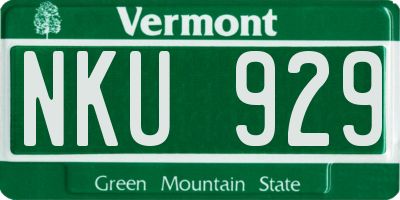 VT license plate NKU929