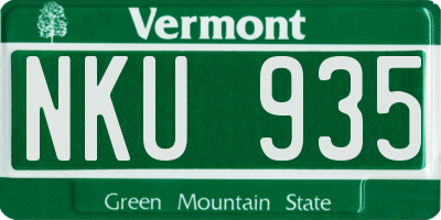 VT license plate NKU935