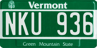 VT license plate NKU936