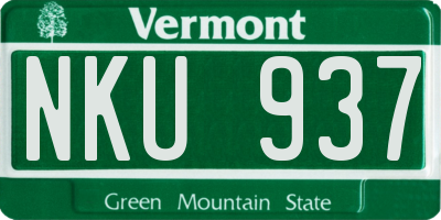 VT license plate NKU937