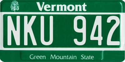 VT license plate NKU942