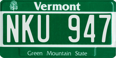 VT license plate NKU947
