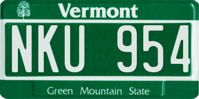 VT license plate NKU954