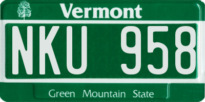 VT license plate NKU958