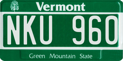 VT license plate NKU960