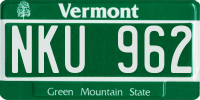 VT license plate NKU962