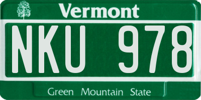 VT license plate NKU978