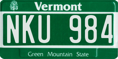 VT license plate NKU984