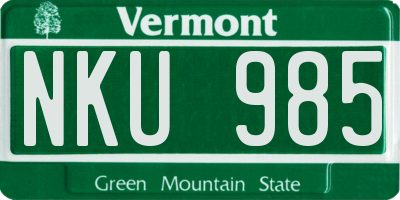 VT license plate NKU985