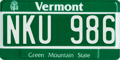 VT license plate NKU986