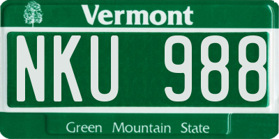 VT license plate NKU988