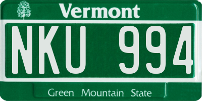 VT license plate NKU994