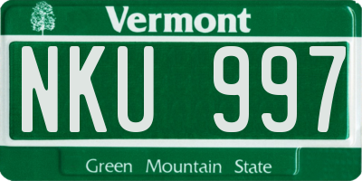 VT license plate NKU997