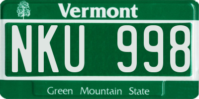 VT license plate NKU998