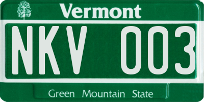 VT license plate NKV003