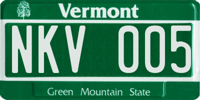 VT license plate NKV005