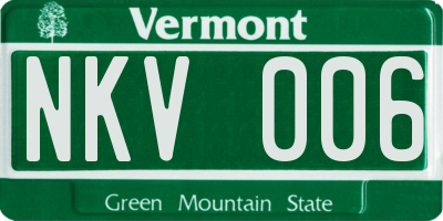 VT license plate NKV006