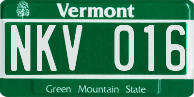 VT license plate NKV016
