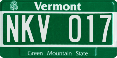 VT license plate NKV017