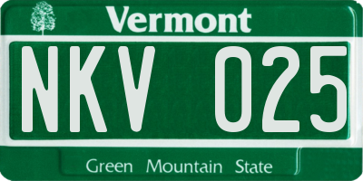 VT license plate NKV025