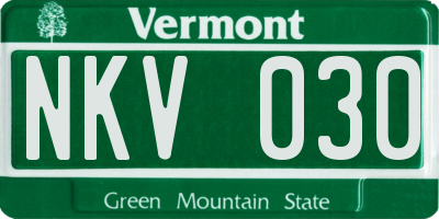 VT license plate NKV030