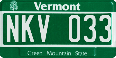 VT license plate NKV033