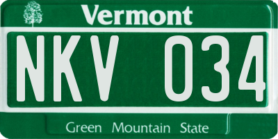 VT license plate NKV034