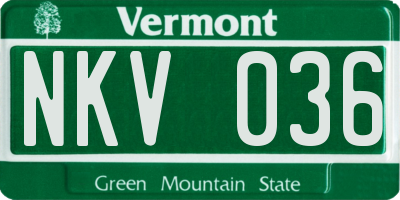 VT license plate NKV036