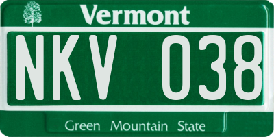 VT license plate NKV038