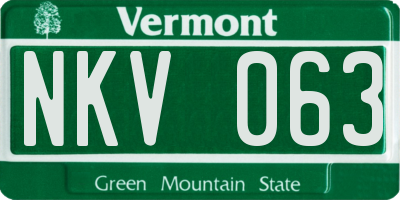 VT license plate NKV063