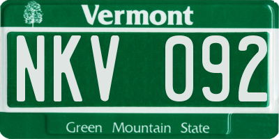 VT license plate NKV092