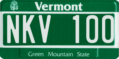 VT license plate NKV100