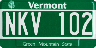 VT license plate NKV102