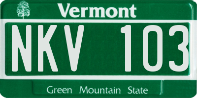 VT license plate NKV103