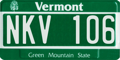 VT license plate NKV106