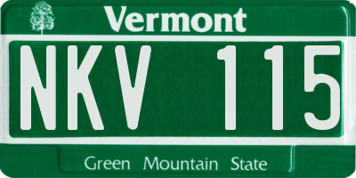 VT license plate NKV115