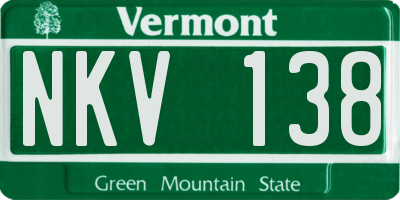 VT license plate NKV138