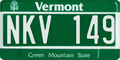 VT license plate NKV149