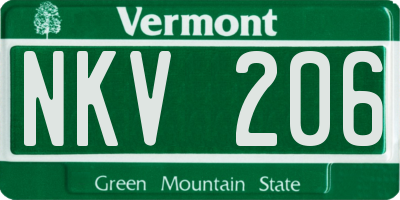VT license plate NKV206