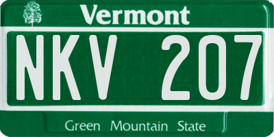 VT license plate NKV207