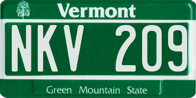 VT license plate NKV209