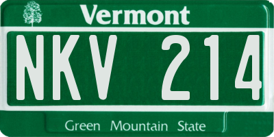 VT license plate NKV214