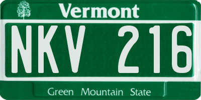 VT license plate NKV216