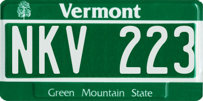 VT license plate NKV223
