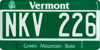 VT license plate NKV226